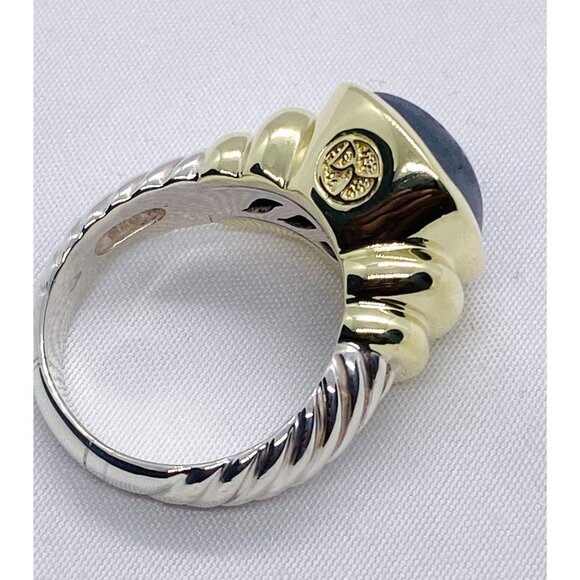 David Yurman 14K Gold & Sterling Silver Noblesse Hematite Ring READ - Picture 9 of 10